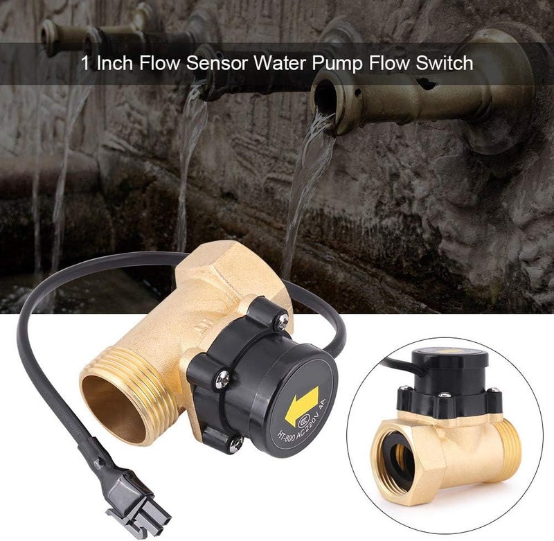 DEWIN Water Flow Sensor, HT-800 G1Thread Water Flow Sensor Switch, Water Flow Switch Automatic Flow Switch Thread 220V Water Pump Flow Sensor Automatic Control Switch - Image 2